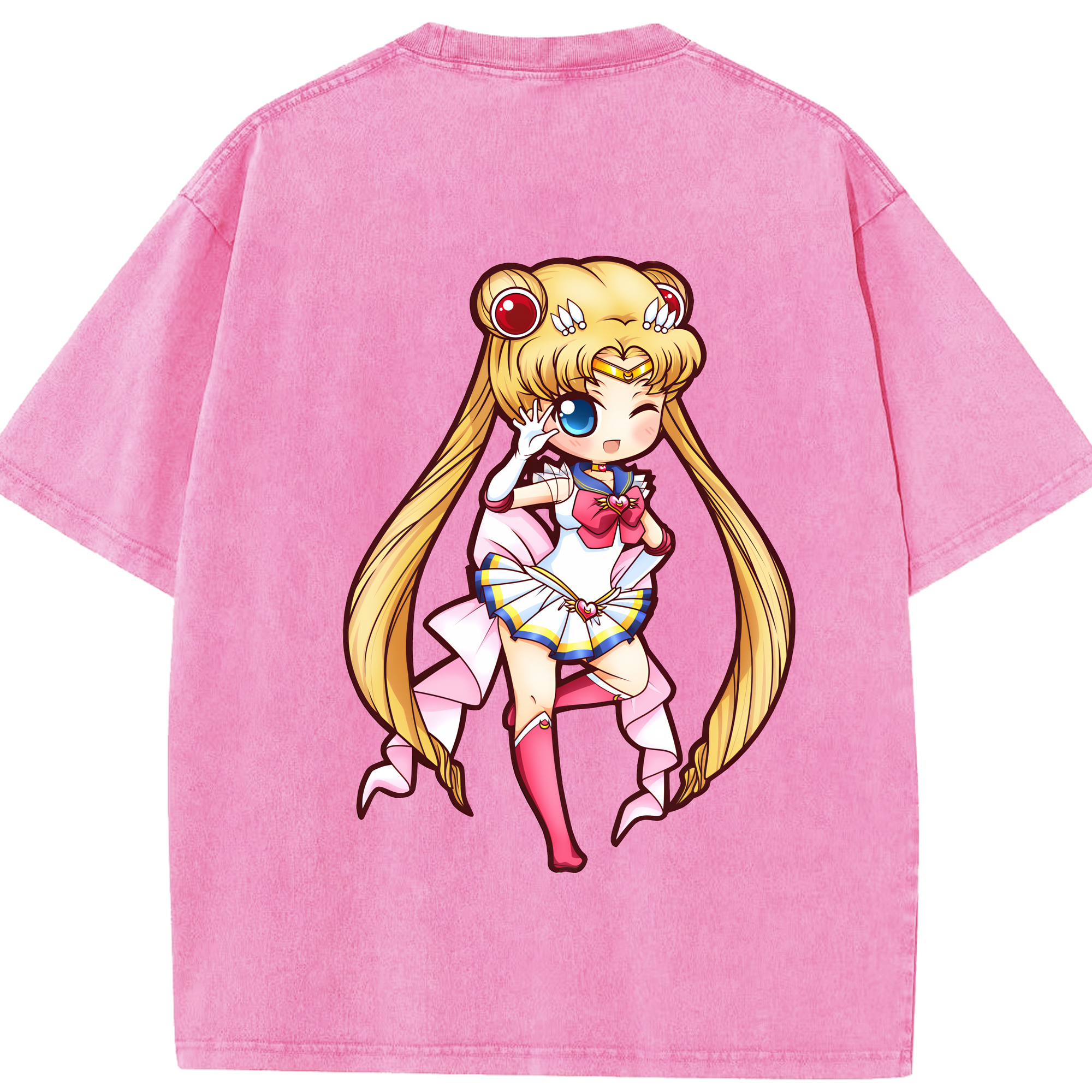 （画像用） 美少女戦士セーラームーン 月野 うさぎ つきの うさぎ Sailor Moon Tsukino Usagi 綿100% ヴィンテージ風 半袖Tシャツ（背面プリント）